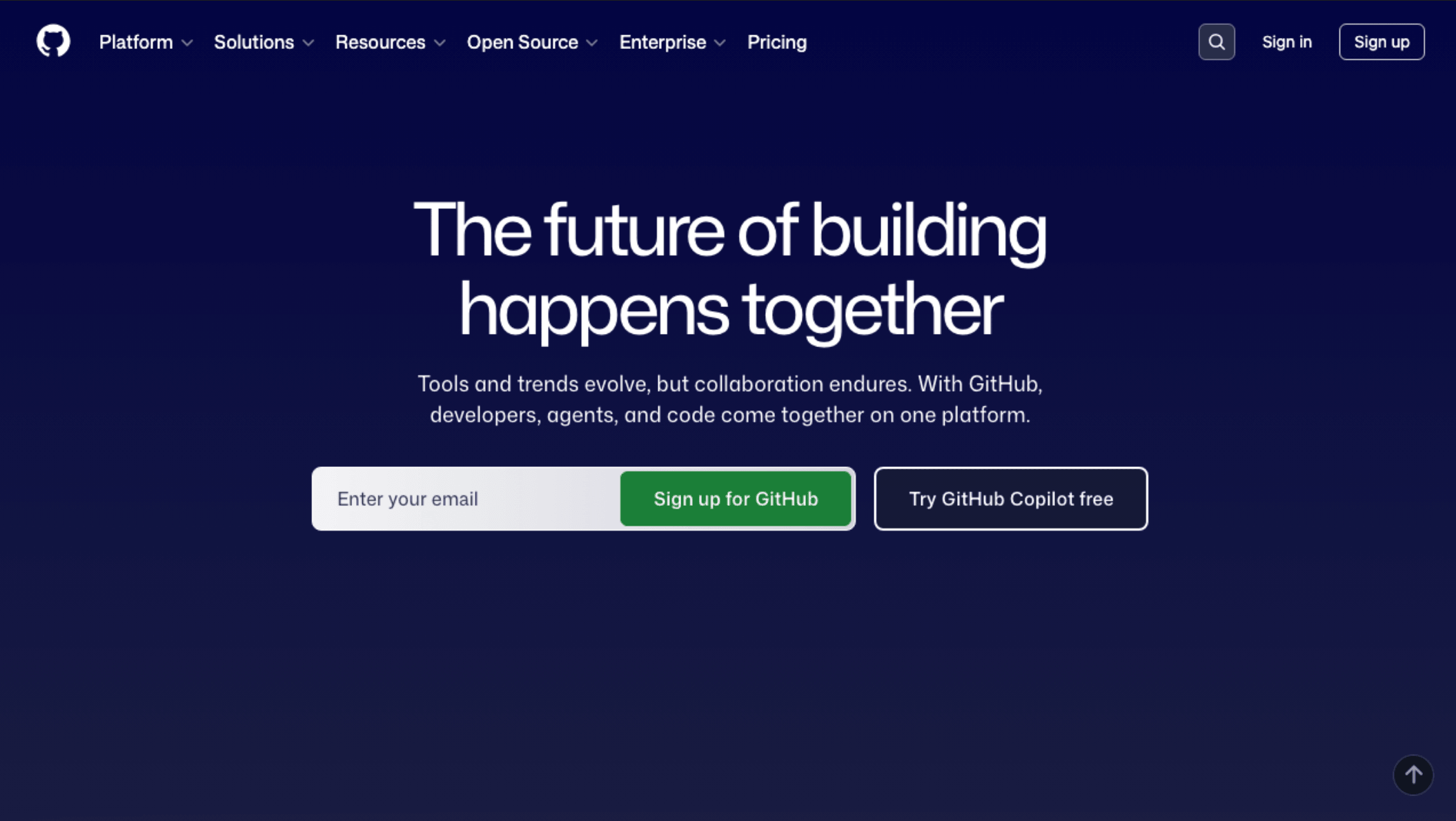 Screenshot of GitHub homepage captured by Playwright at 1280x720 pixels