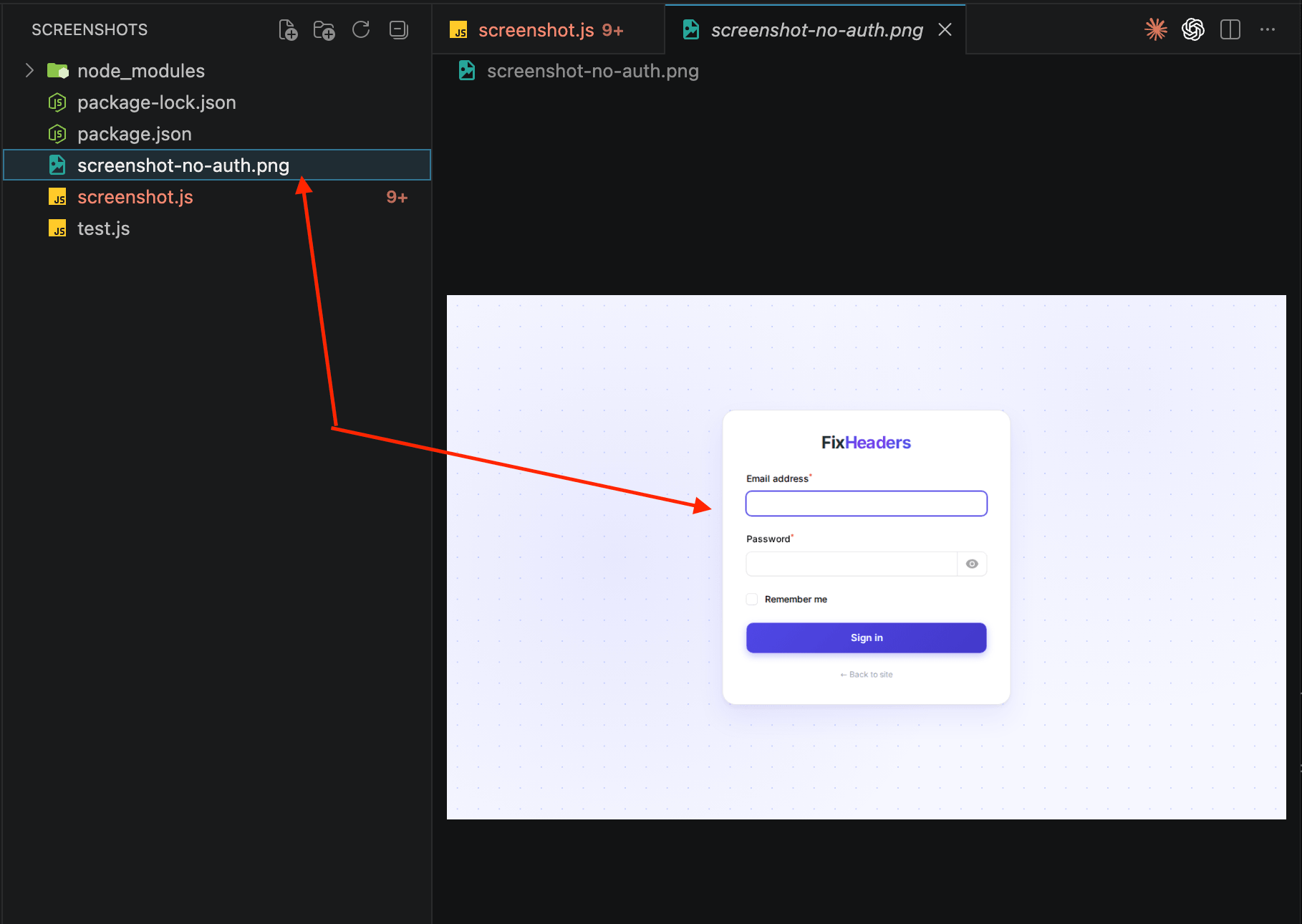 FixHeaders login page