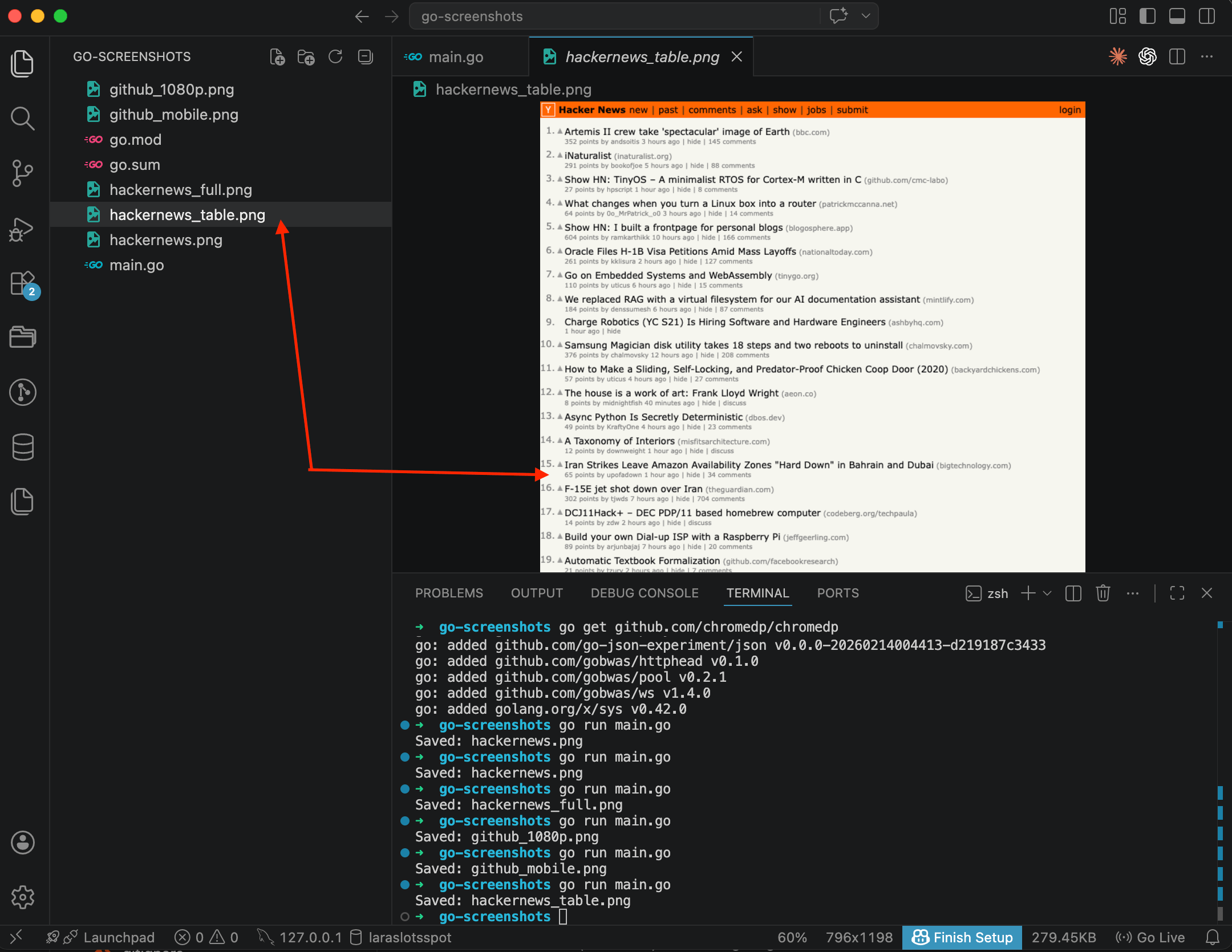 Element screenshot showing only the Hacker News post list table, without extra whitespace