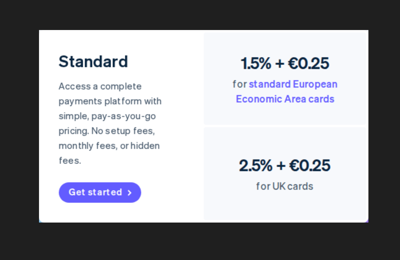 API result: Stripe pricing section screenshot