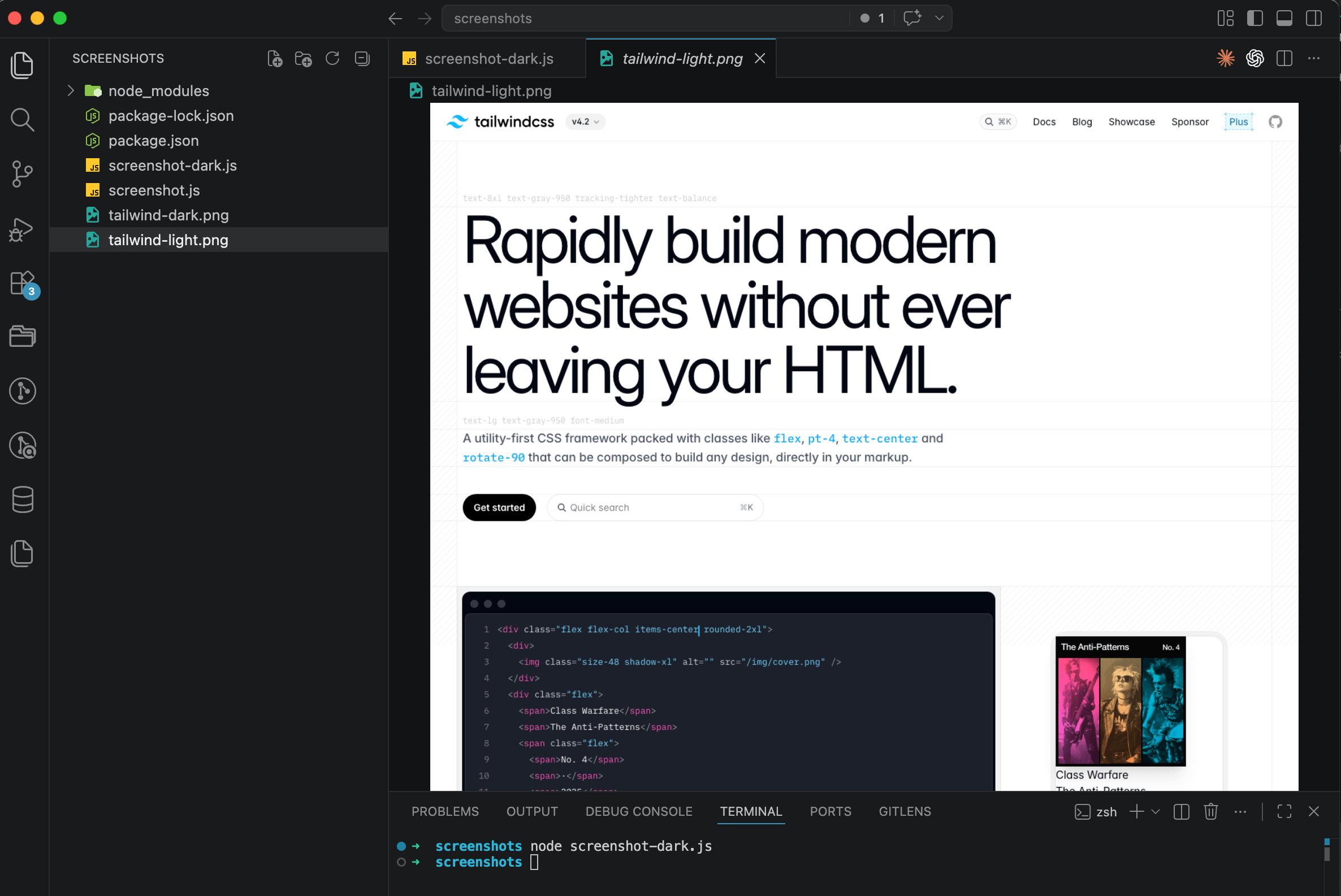 Tailwind CSS screenshot in light mode, white background, default color scheme