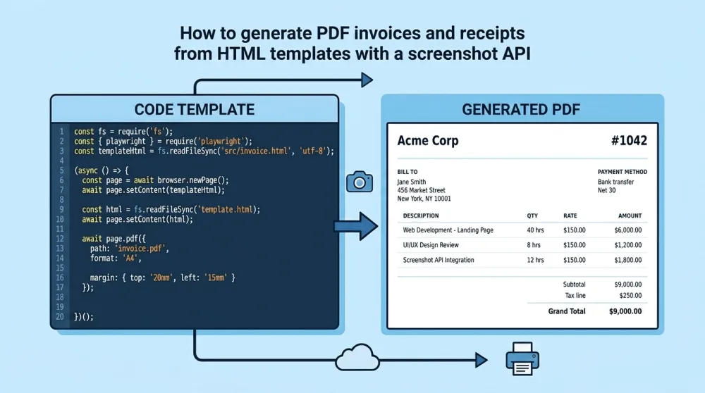 How to Generate PDF Invoices and Receipts from HTML Templates with a Screenshot API