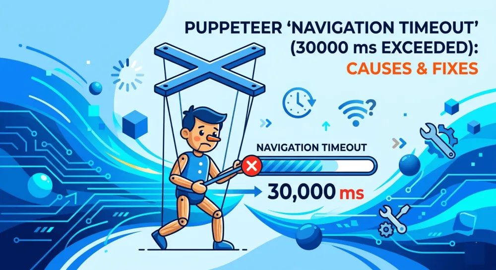 Puppeteer "Navigation timeout of 30000 ms exceeded": causes and fixes