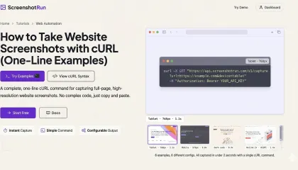 How to take website screenshots with cURL (one-line examples)