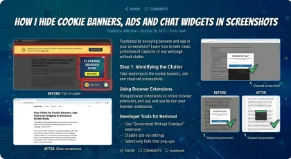 How I hide cookie banners, ads and chat widgets in screenshots