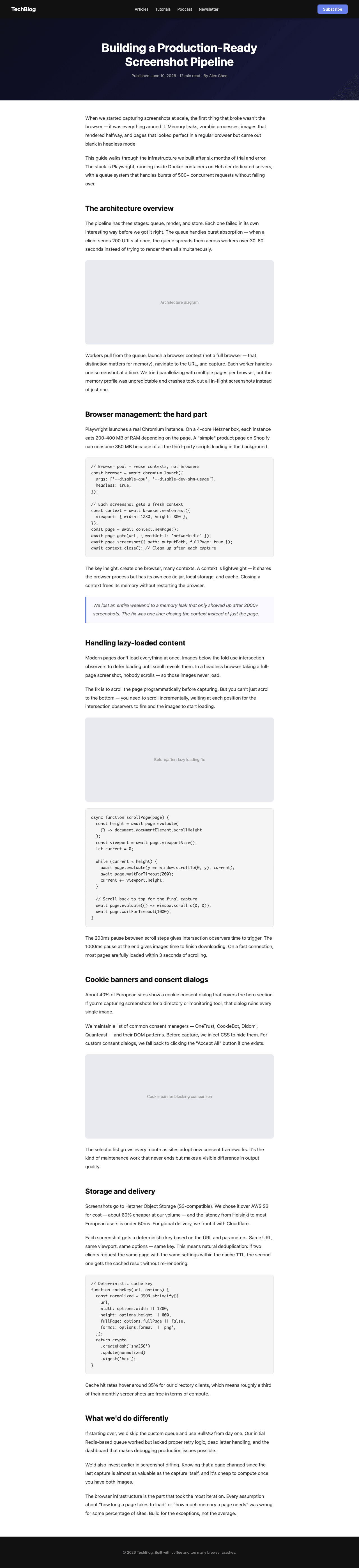 Full-page screenshot showing a fixed navigation bar overlapping content at multiple scroll positions